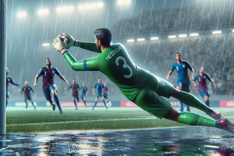 UEFA Nations League drama with last-minute save in rainy night stadium action